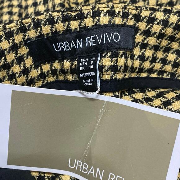 NEW Urban Revivo Women's Green Houndstooth Checkered Gingham Bermuda Shorts Sz 6 - Picture 4 of 4